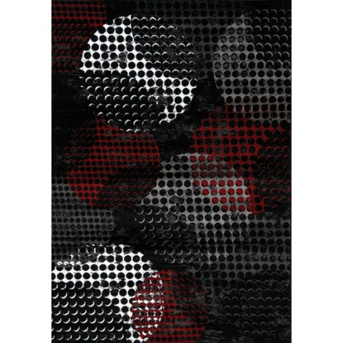 PLATINUM 1284 81 -  TAPIS blanc noir  gris rouge - 160 X 230 cm et 1 autre dimension -  heatset polypropylène  - prix à partir de 